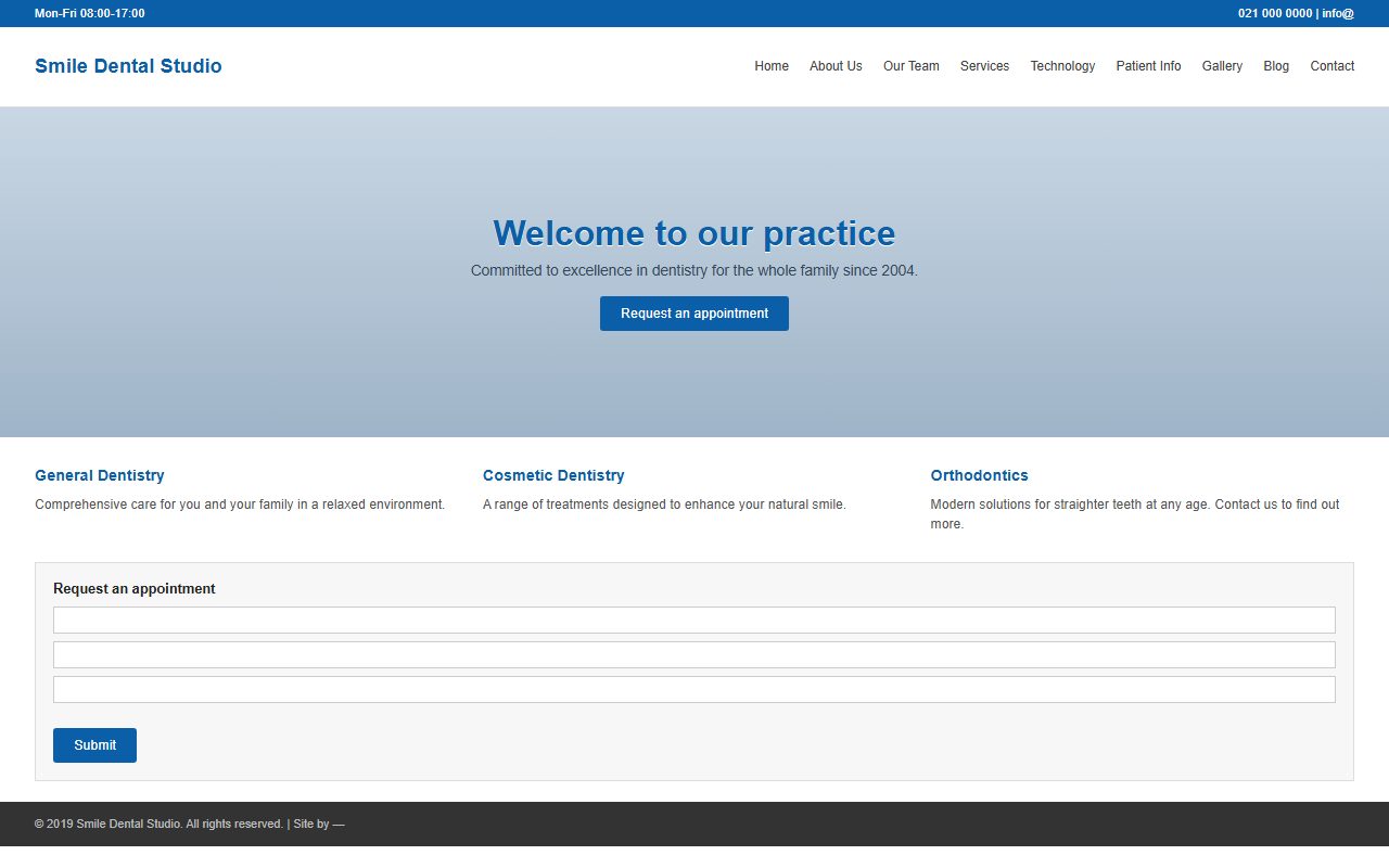 A typical South African practice homepage
