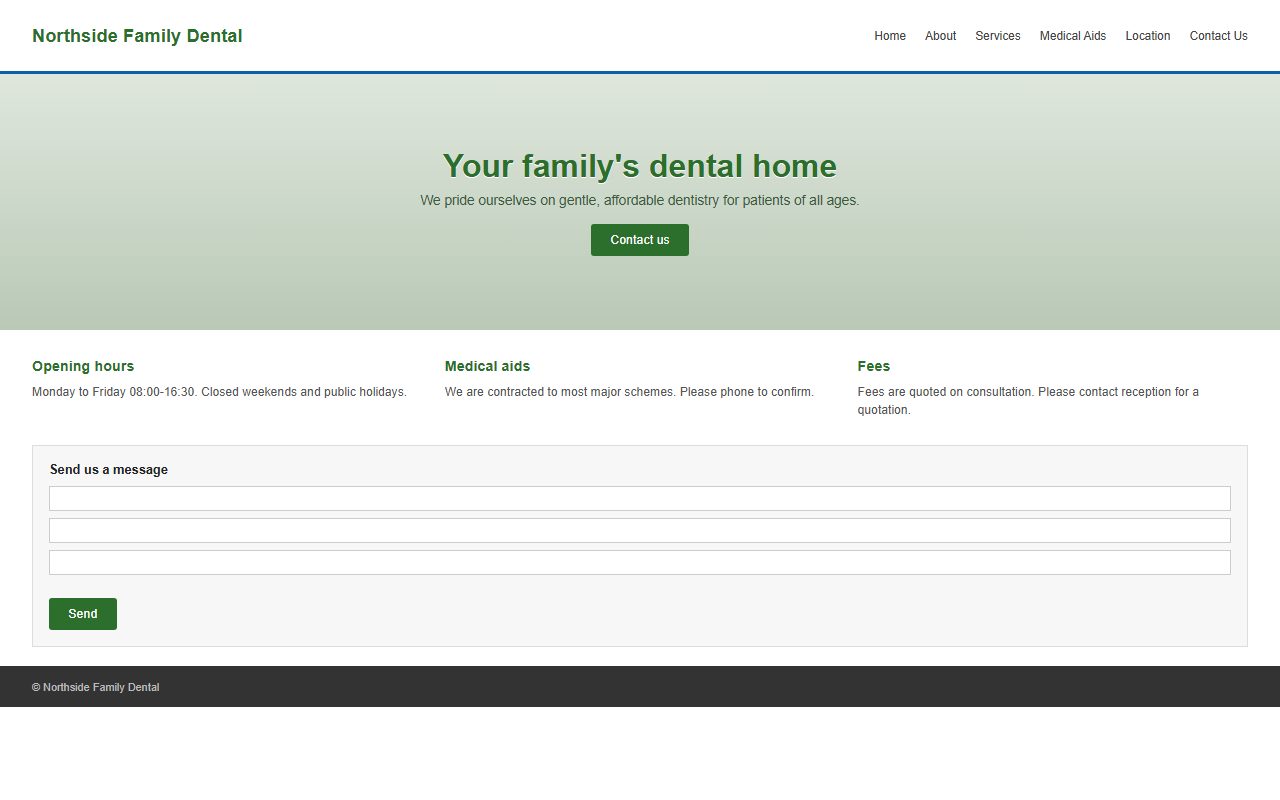 A typical South African practice homepage