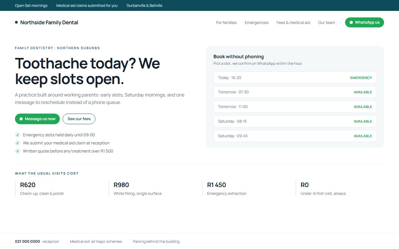 Concept homepage design, family & general practice