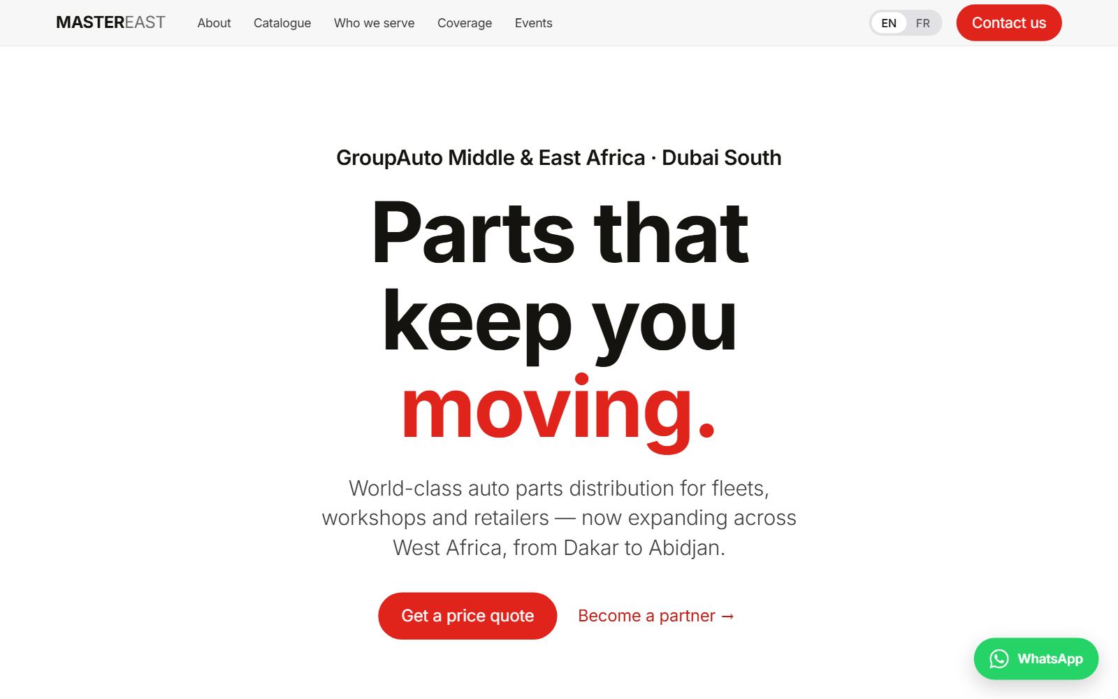 Master East — website built by Client Factory